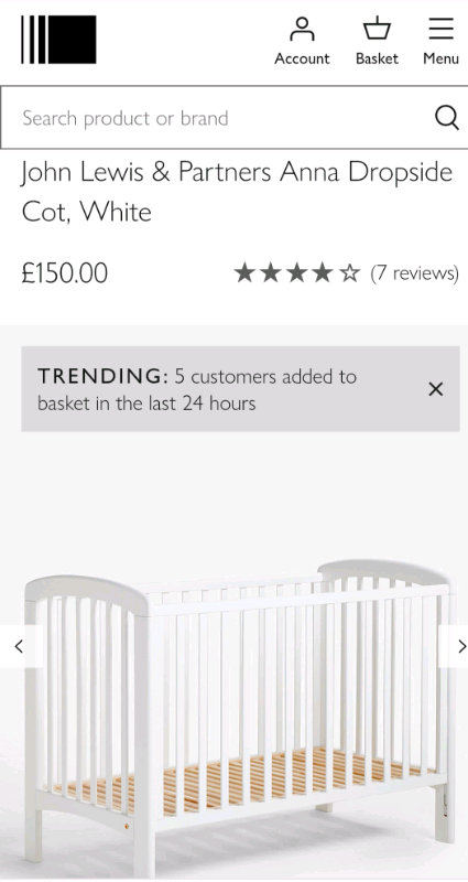 john lewis anna dropside cot